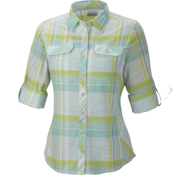 Columbia Camp Henry Shirt Tippet Plaid Roll-up Sleeve Casual Gauzy Hiking NWT 1X - Picture 6 of 16
